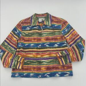 Coldwater Creek Striped zip up Blazer cardigan jacket art teacher Aztec western